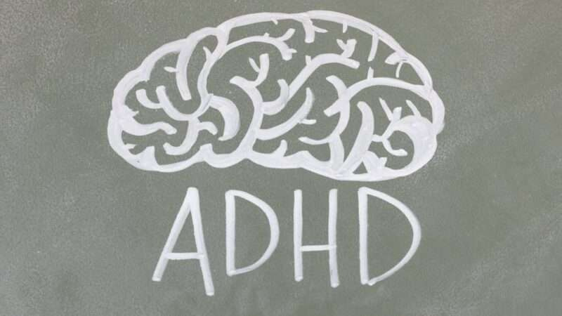 Chalkboard drawing depicting ADHD for mental health awareness.